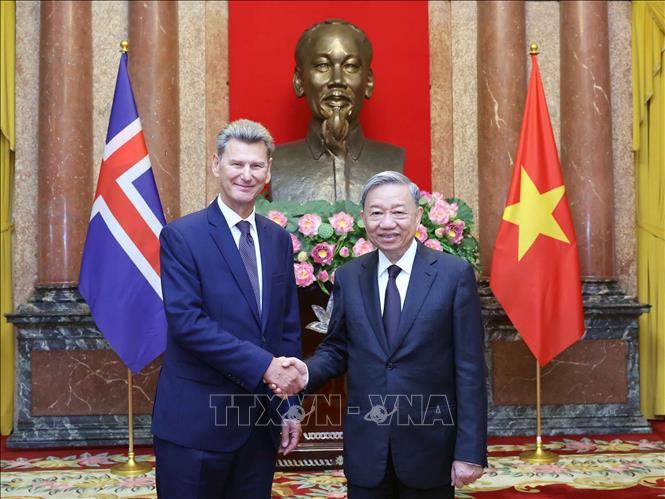 Chủ tịch nước Tô Lâm tiếp Đại sứ Đại sứ Iceland Thórir Isben. Ảnh: Nhan Sáng-TTXVN