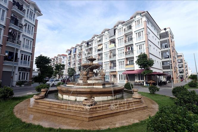 Cảnh quan sạch, đẹp tại khu NOXH Hoàng Huy New Pruksa Town xã An Đồng, huyện An Dương. Ảnh: Tuấn Anh – TTXVN