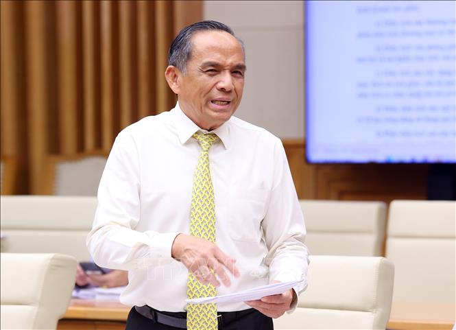 Chủ tịch Hiệp hội Bất động sản Thành phố Hồ Chí Minh Lê Hoàng Châu phát biểu. Ảnh: Văn Điệp - TTXVN