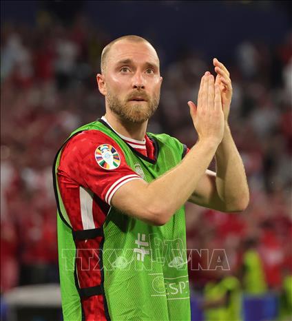 Thủ thành tuyển Đan Mạch Christian Eriksen sau khi kết thúc trận lượt cuối vòng bảng gặp Serbia, ngày 25/6/2024. Ảnh: THXTTXVn