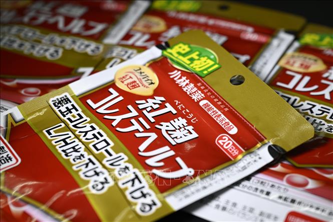 Thực phẩm bổ sung men gạo đỏ (beni koji) của Công ty dược phẩm Kobayashi. Ảnh: Kyodo/TTXVN
