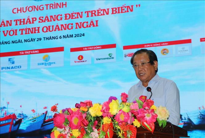 Ông Mai Ngọc Phước, Tổng biên tập Báo Pháp Luật Thành phố Hồ Chí Minh phát biểu tại chương trình. Ảnh: Đinh Hương - TTXVN