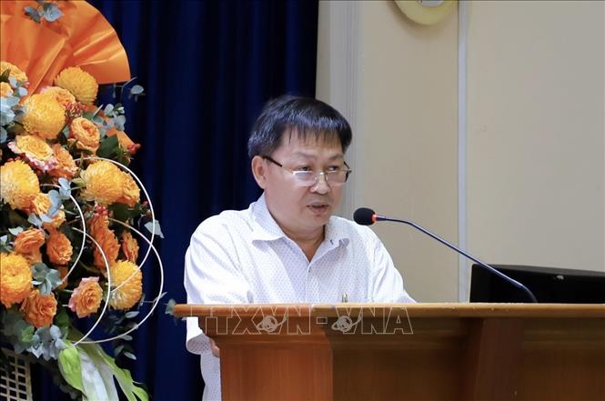 GS.TS. Nguyễn Văn Phước, Chủ tịch Liên hiệp các hội khoa học và kỹ thuật Thành phố Hồ Chí Minh phát biểu tại hội thảo. Ảnh: Hồng Giang - TTXVN