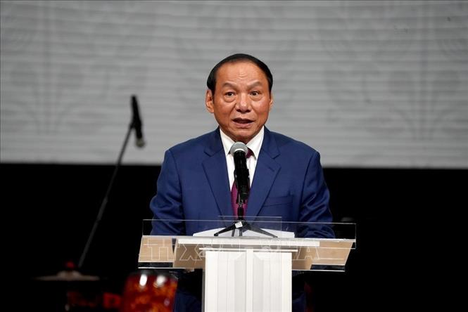 Minister of Culture, Sports and Tourism Nguyen Van Hung speaks at the programme’s opening ceremony. VNA Photo: Quang Vinh