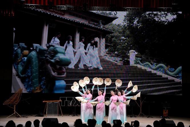An art performance at the programme's opening ceremony. VNA Photo: Quang Vinh