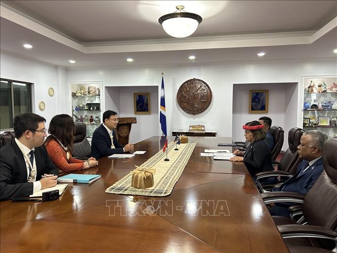 President of the Republic of the Marshall Islands Hilda Heine receives Vietnamese ambassador Pham Quang Hieu. VNA Photo