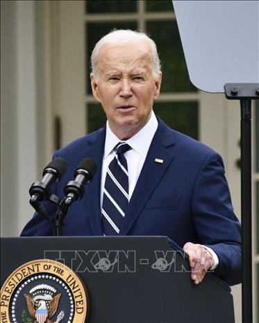 Tổng thống Mỹ Joe Biden phát biểu tại Washington ngày 14/5/2024. Ảnh: Kyodo/TTXVN
