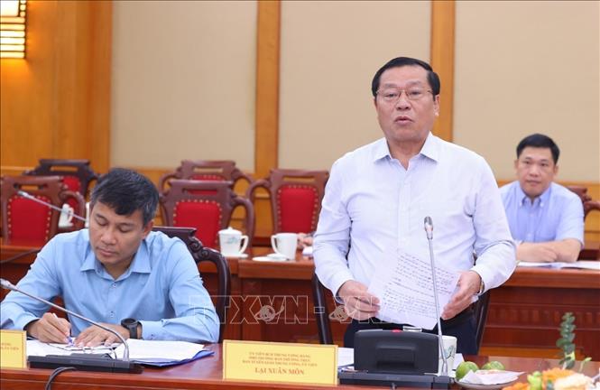 Đồng chí Lại Xuân Môn, Ủy viên Trung ương Đảng, Phó Trưởng ban Thường trực Ban Tuyên giáo Trung ương phát biểu. Ảnh: Văn Điệp – TTXVN