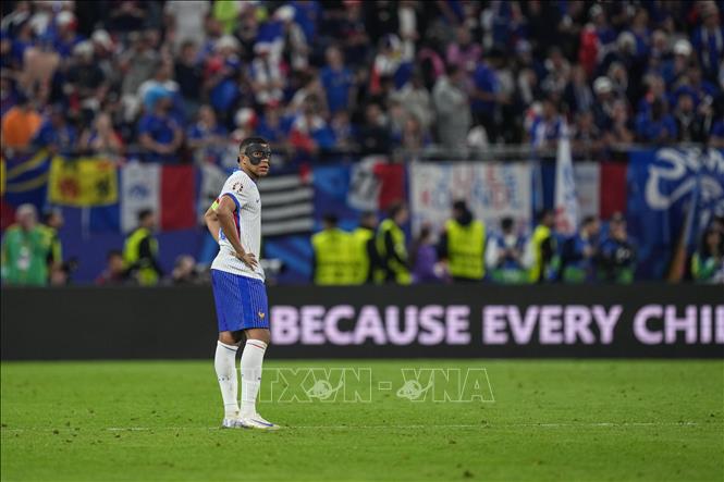 Tiền đạo tuyển Pháp Kylian Mbappe trong trận đấu. Ảnh: THX/TTXVN