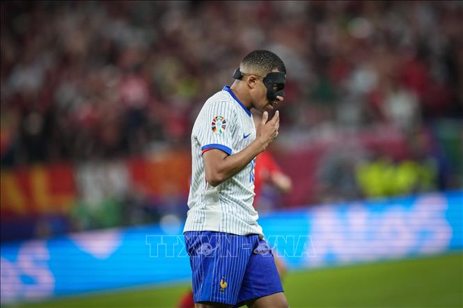 Tiền đạo tuyển Pháp Kylian Mbappe trong trận đấu. Ảnh: THX/TTXVN