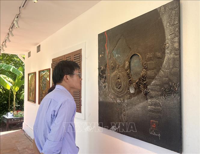 A visitor at the exhibition. VNA Photo: Nguyên Linh