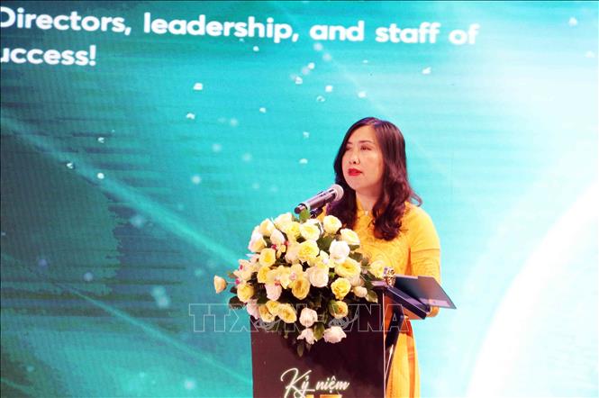 Bà Lê Thị Thu Hằng, Thứ trưởng Bộ Ngoại giao, Chủ nhiệm Ủy ban Nhà nước về người Việt Nam ở nước ngoài phát biểu chúc mừng FOSCO kỷ niệm 45 năm thành lập. Ảnh: Xuân Khu-TTXVN