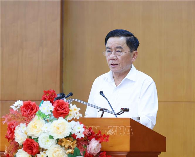 Đồng chí Trần Cẩm Tú, Uỷ viên Bộ Chính trị, Bí thư Trung ương Đảng, Chủ nhiệm Uỷ ban Kiểm tra Trung ương phát biểu chỉ đạo hội nghị. Ảnh: Phương Hoa – TTXVN