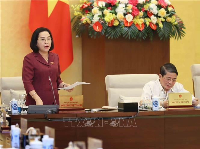 Phó Chủ tịch Quốc hội Nguyễn Thị Thanh phát biểu. Ảnh: An Đăng - TTXVN