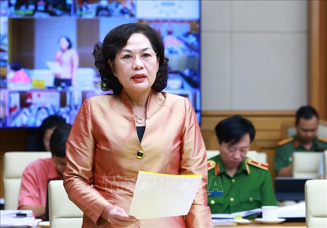 Thống đốc Ngân hàng Nhà nước Việt Nam Nguyễn Thị Hồng phát biểu. Ảnh: Dương Giang-TTXVN