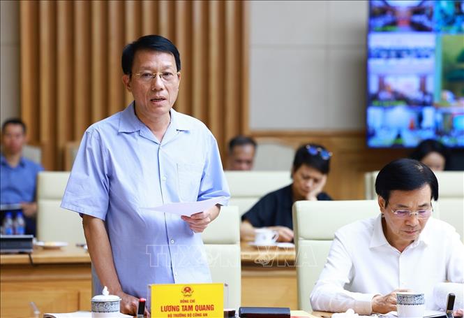 Thượng tướng Lương Tam Quang, Bộ trưởng Bộ Công an phát biểu. Ảnh: Dương Giang-TTXVN