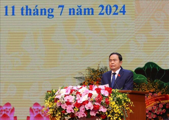Chủ tịch Quốc hội Trần Thanh Mẫn phát biểu. Ảnh: Phạm Hậu - TTXVN