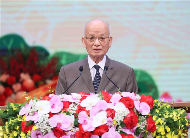 Đồng chí Đỗ Bình Dương, nguyên Ủy viên Trung ương Đảng, nguyên Tổng Kiểm toán Nhà nước phát biểu. Ảnh: An Đăng - TTXVN