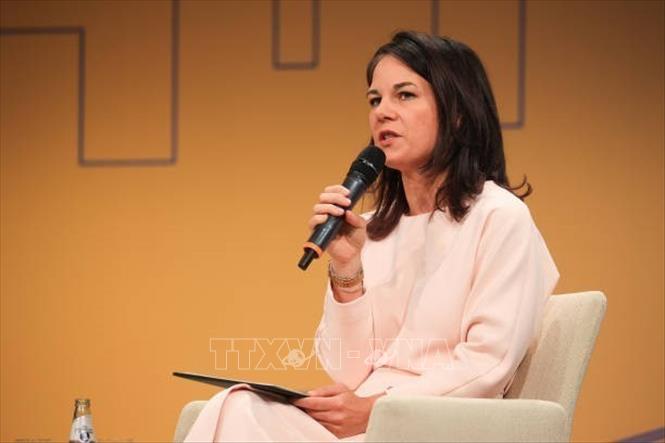 Ngoại trưởng Đức Annalena Baerbock phát biểu tại Berlin, Đức, ngày 11/6/2024. Ảnh: Getty Images/ TTXVN