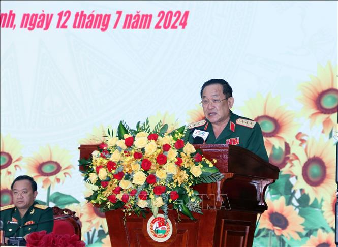Thượng tướng Võ Minh Lương, Thứ trưởng Bộ Quốc phòng phát biểu chỉ đạo Đại hội. Ảnh: Xuân Khu-TTXVN
