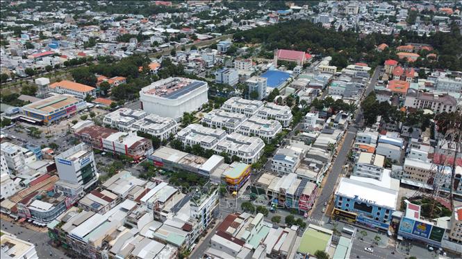 Đô thị Phường 1, thành phố Cao Lãnh nhìn từ trên cao. Ảnh: Nhựt An - TTXVN