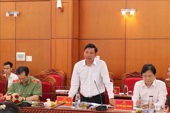 Đồng chí Nguyễn Thượng Hải, Trưởng Ban Tổ chức Tỉnh ủy Đắk Lắk, phát biểu tại buổi làm việc. Ảnh: Anh Dũng - TTXVN