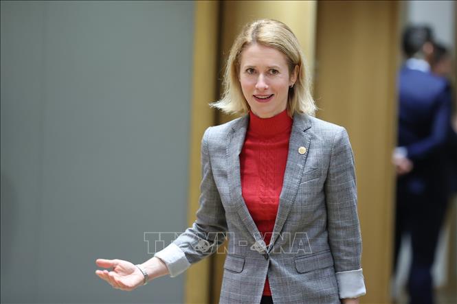 (Tư liệu) Thủ tướng Estonia Kaja Kallas dự hội nghị thượng đỉnh của Liên minh châu Âu (EU) tại Brussels, Bỉ, ngày 1/2/2024. Ảnh: THX/TTXVN