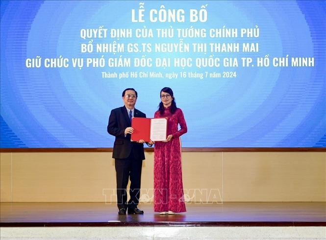 GS.TS Nguyễn Thị Thanh Mai được bổ nhiệm làm Phó Giám đốc Đại học Quốc gia Thành phố Hồ Chí Minh. Ảnh: Thu Hoài - TTXVN
