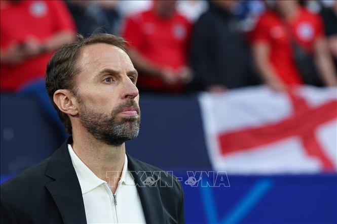 Huấn luyện viên Gareth Southgate trước trận Anh gặp Serbia tại vòng chung kết Euro 2024 ở Gelsenkirchen (Đức) ngày 16/6/2024. Ảnh: THX/TTXVN