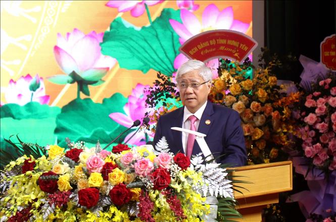 Chủ tịch Ủy ban Trung ương MTTQ Việt Nam Đỗ Văn Chiến phát biểu tại Đại hội. Ảnh: Đinh Văn Nhiều-TTXVN