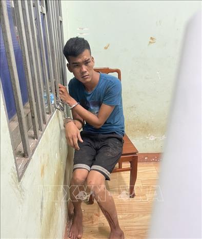 Đối tượng Kiên tại cơ quan công an. Ảnh: TTXVN phát
