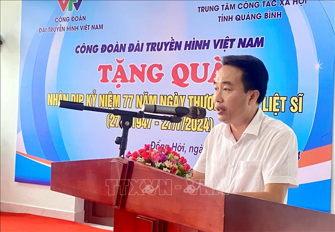 Ông Nguyễn Thanh Chương, Phụ trách Trung tâm Công tác xã hội tỉnh Quảng Bình phát biểu. Ảnh: Võ Dung - TTXVN