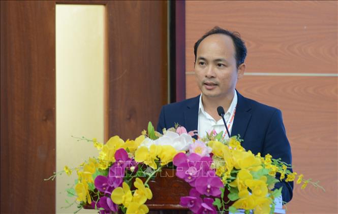 Hiệu trưởng trường Đại học Công nghệ thông tin và Truyền thông Viêt - Hàn (Đại học Đà Nẵng) Huỳnh Công Pháp phát biểu. Ảnh: Văn Dũng-TTXVN