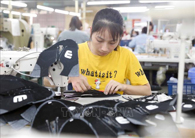 Making footwear for export to EU markets at the Ha Tay Chemical-weave Co. Ltd in Dan Phuong district of Hanoi. VNA Photo