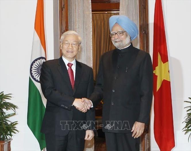 Thủ tướng Manmohan Singh đón, hội đàm với Tổng Bí thư Nguyễn Phú Trọng thăm cấp Nhà nước tới Cộng hòa Ấn Độ (New Delhi, 20/11/2013). Ảnh: Trí Dũng – TTXVN