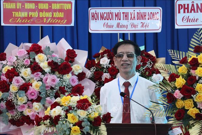 Chủ tịch Hội Người mù Việt Nam Phạm Viết Thu phát biểu tại đại hội. Ảnh: Nhật Bình - TTXVN