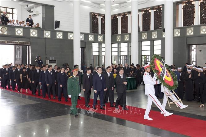 Đoàn Bộ Khoa học và Công nghệ viếng Tổng Bí thư Nguyễn Phú Trọng. Ảnh: TTXVN