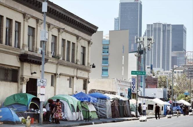 Khu trại của người vô gia cư tại Los Angeles, California, Mỹ, ngày 25/7/2024. Ảnh: Getty Images/TTXVN