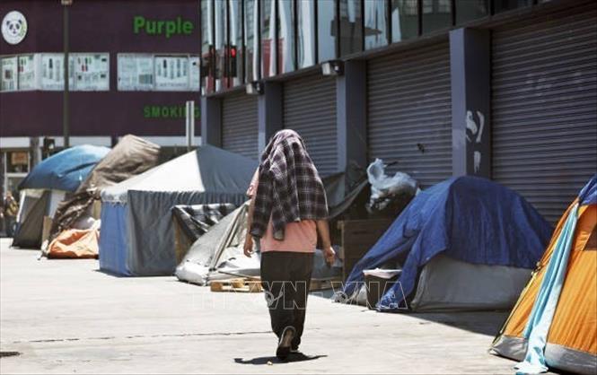 Khu trại của người vô gia cư tại Los Angeles, California, Mỹ, ngày 25/7/2024. Ảnh: Getty Images/TTXVN
