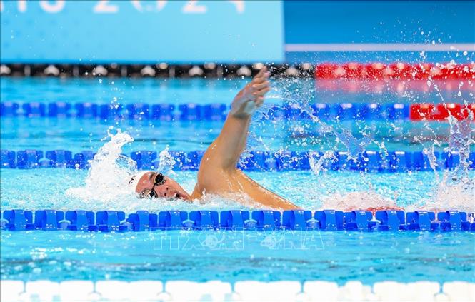 Bơi tự do 800m nam là nội dung thi đấu đầu tiên của Huy Hoàng tại Olympic Paris 2024, ngày 29/7/2024.  Ảnh: Hoàng Linh- P/v TTXVN tác nghiệp tại Paris