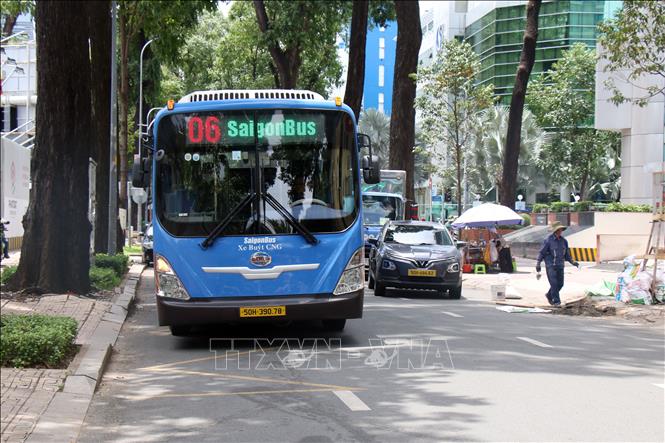 Thành phố Hồ Chí Minh hiện có hơn 500 xe buýt CNG, xe buýt điện đang hoạt động, chiếm gần 25% tổng xe buýt trên địa bàn. Ảnh: Tiến Lực - TTXVN