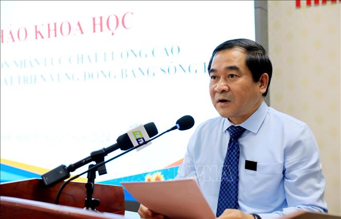 Phó Bí thư Thường trực Tỉnh ủy, Chủ tịch HĐND tỉnh Thái Bình Nguyễn Tiến Thành phát biểu. Ảnh: Thế Duyệt - TTXVN