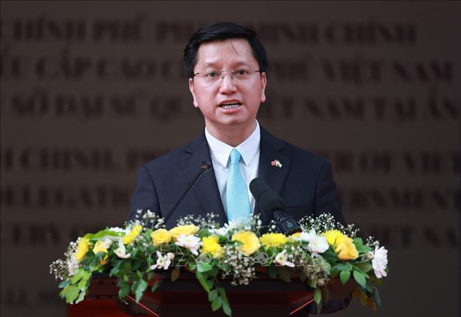 Đại sứ Việt Nam tại Ấn Độ Nguyễn Thanh Hải phát biểu. Ảnh: Dương Giang-TTXVN
