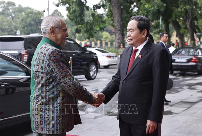 Chủ tịch Quốc hội Trần Thanh Mẫn đón Tổng thống Timor-Leste Jose Ramos-Horta. Ảnh: Doãn Tấn - TTXVN