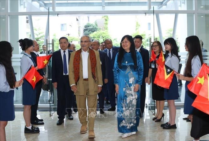Timor-Leste President José Ramos-Horta visits the Diplomatic Academy of Vietnam. VNA Photo: Văn Điệp