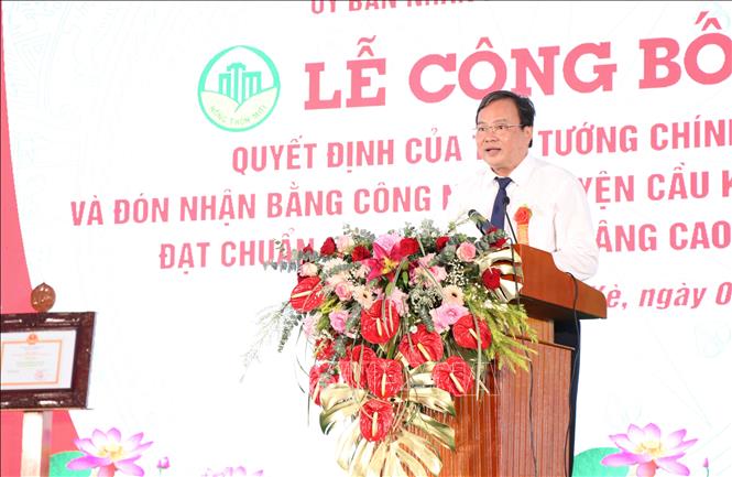 Chủ tịch UBND tỉnh Trà Vinh Lê Văn Hẳn phát biểu tại lễ công bố. Ảnh: Thanh Hòa - TTXVN