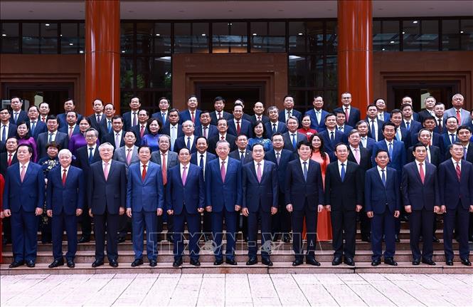 Party General Secretary and State President To Lam and other members of the 13th CPVCC. VNA Photo