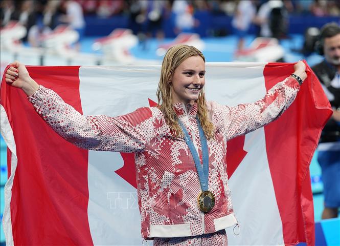 VĐV Summer McIntosh của Canada giành HCV nội dung bơi hỗn hợp cá nhân 200m nữ tại Olympic 2024 ngày 3/8/2024. Ảnh: THX/TTXVN