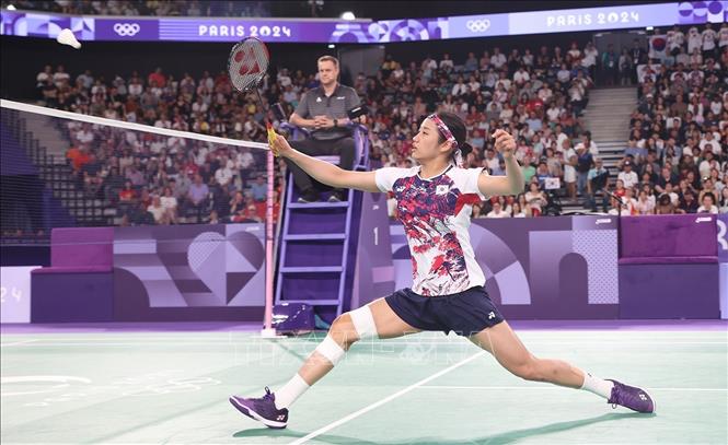 Tay vợt An Se Young (Hàn Quốc) chiếm ưu thế hoàn toàn ở cả 2 set đấu. Ảnh: Hoàng Linh - PV TTXVN tại Paris
