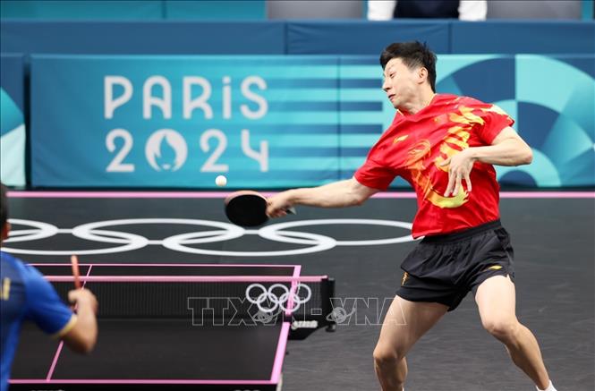 Mã Long là thành viên kỳ cựu nhất của đội tuyển bóng bàn Trung Quốc tại Olympic Paris 2024. Ảnh: Hoàng Linh - phóng viên TTXVN tại Paris